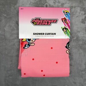 Powerpuff Girls Pink Fabric Shower Curtain 72x72 Cartoon Network Y2K Heart New